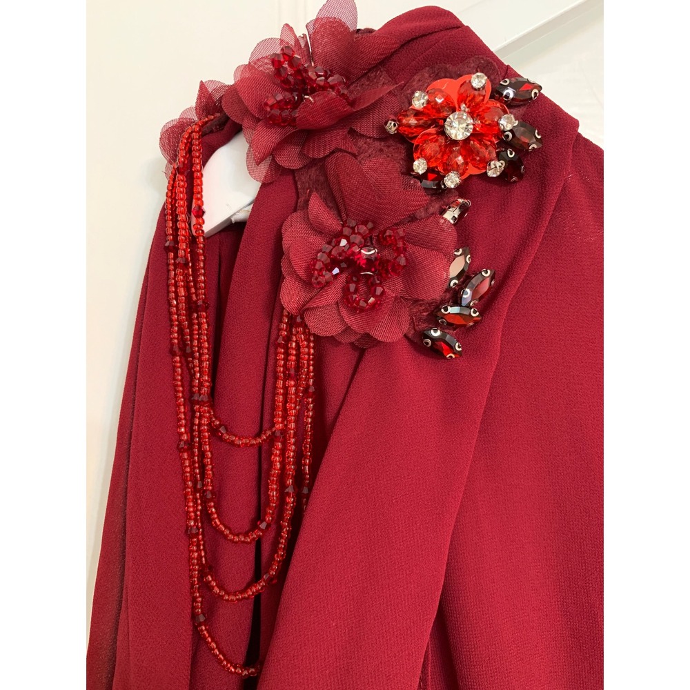 Ever Pretty Merlot A-Line Flowy Floral Beaded Chiffon Formal Dress NWT / 22 - Picture 16 of 16
